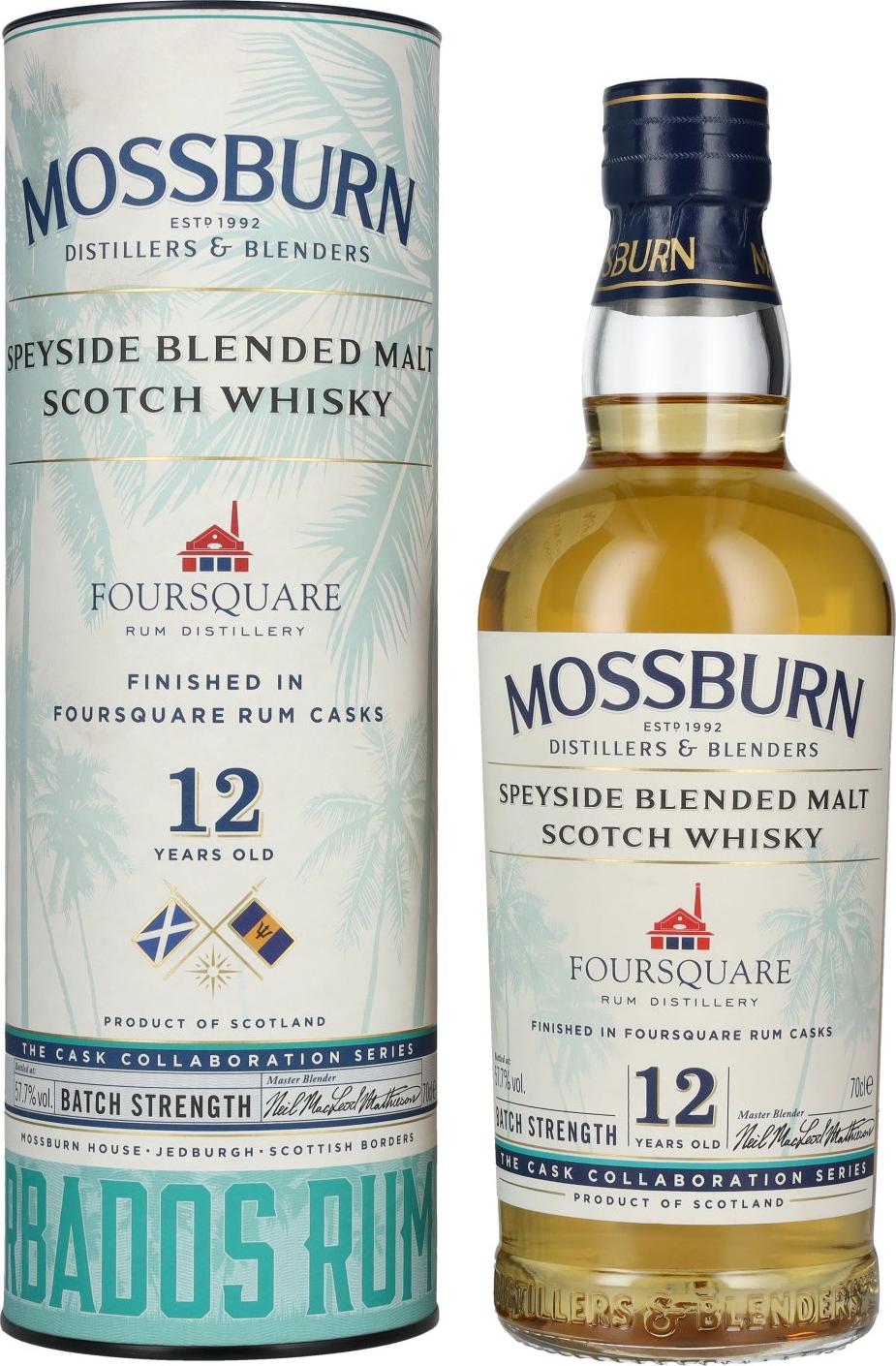 Mossburn FOURSQUARE 12 Years Old Rum Casks Whisky Batch Strength 57,7% Vol. 0,7l in Giftbox