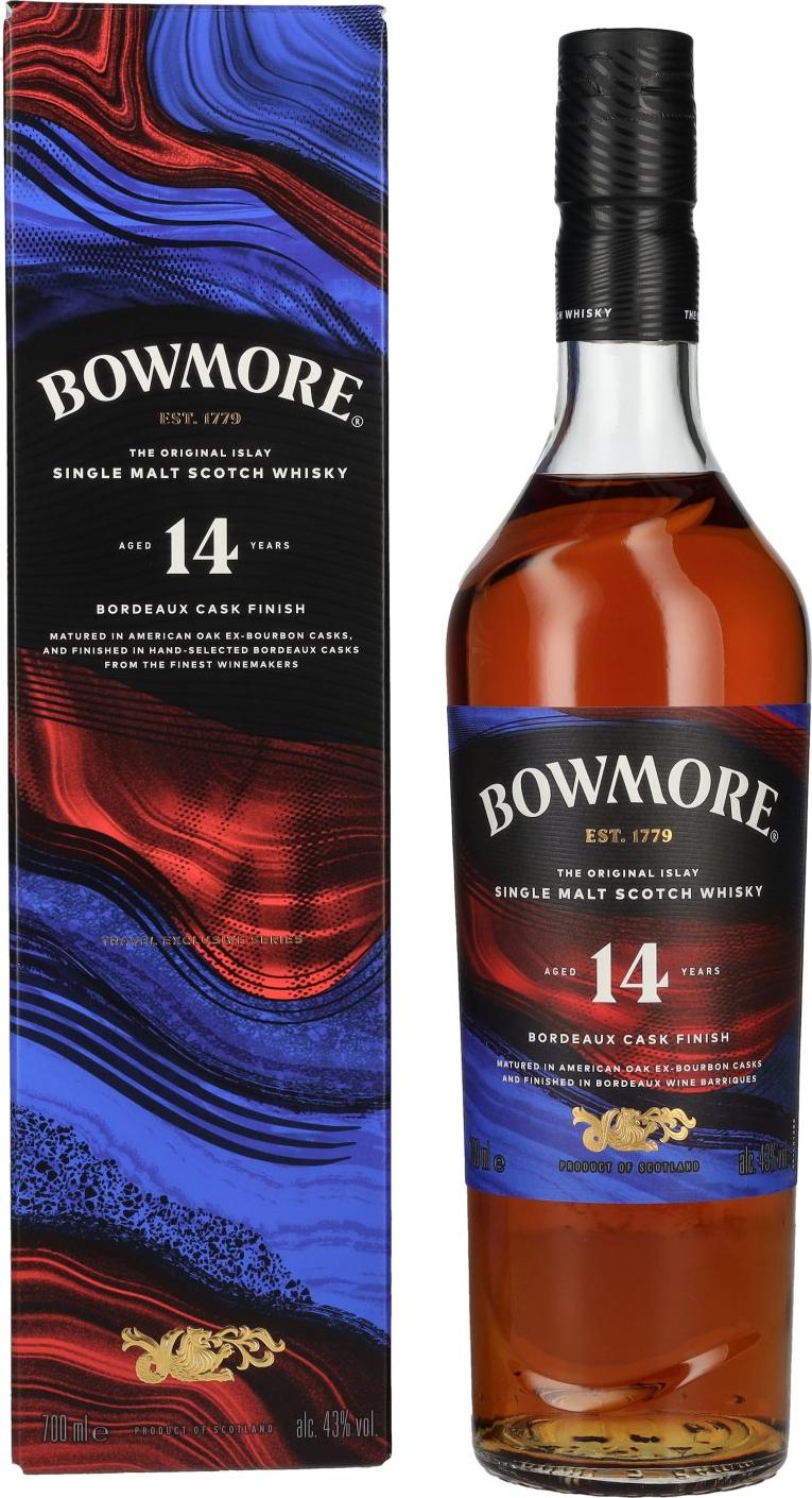Bowmore 14 Years Old Bordeaux Cask Finish Islay Single Malt 43% Vol. 0,7l in Giftbox