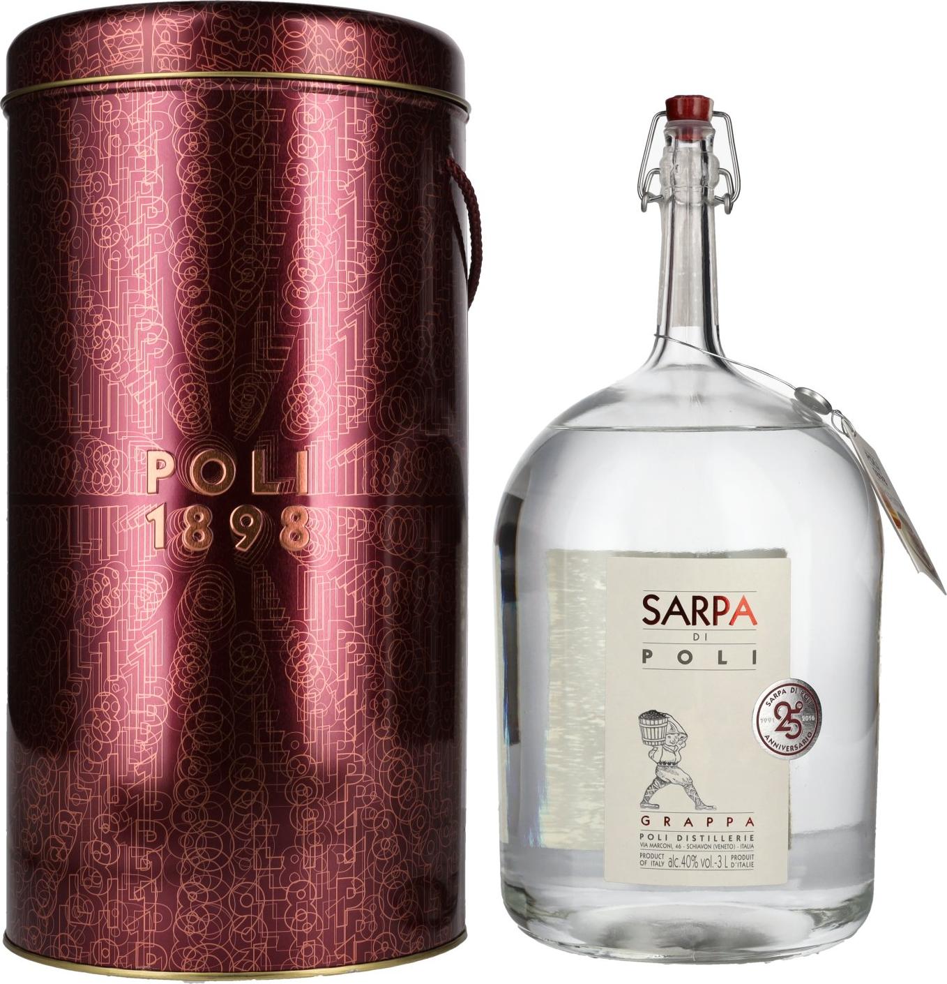 Poli Grappa Sarpa di Poli 40% Vol. 3l in Tinbox
