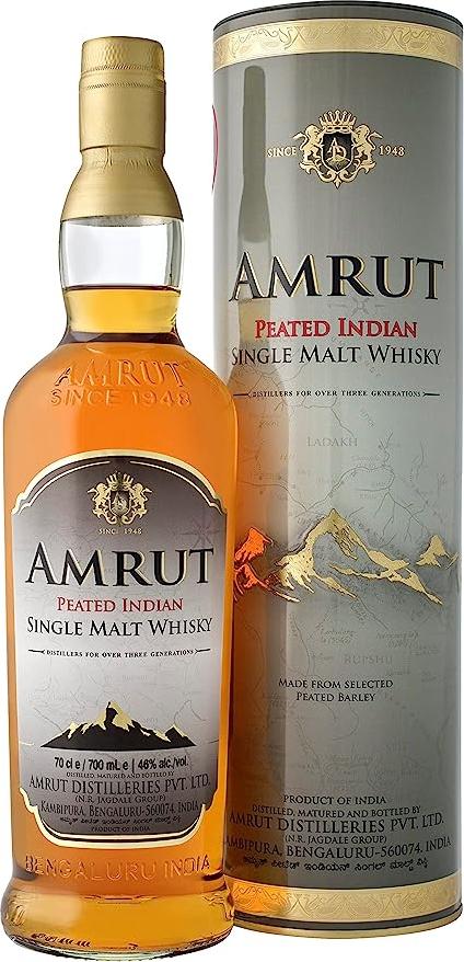 Amrut PEATED Indian Single Malt Whisky 46% Vol. 0,7l in Tinbox