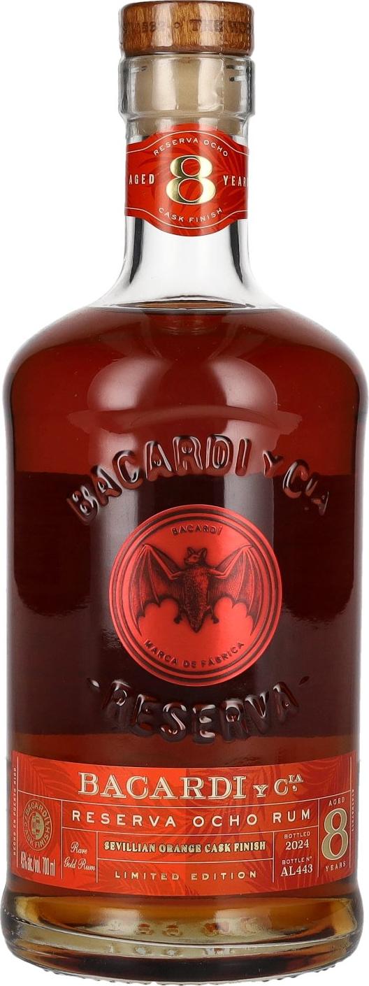 Bacardi 8 Años RESERVA OCHO Sevillian Orange Cask Finish Rum 45% Vol. 0,7l
