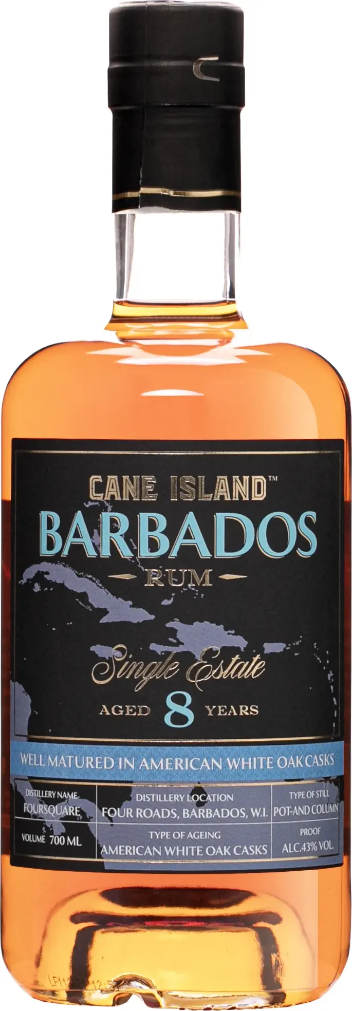Cane Island BARBADOS 8 Years Old Single Estate Rum 43% Vol. 0,7l