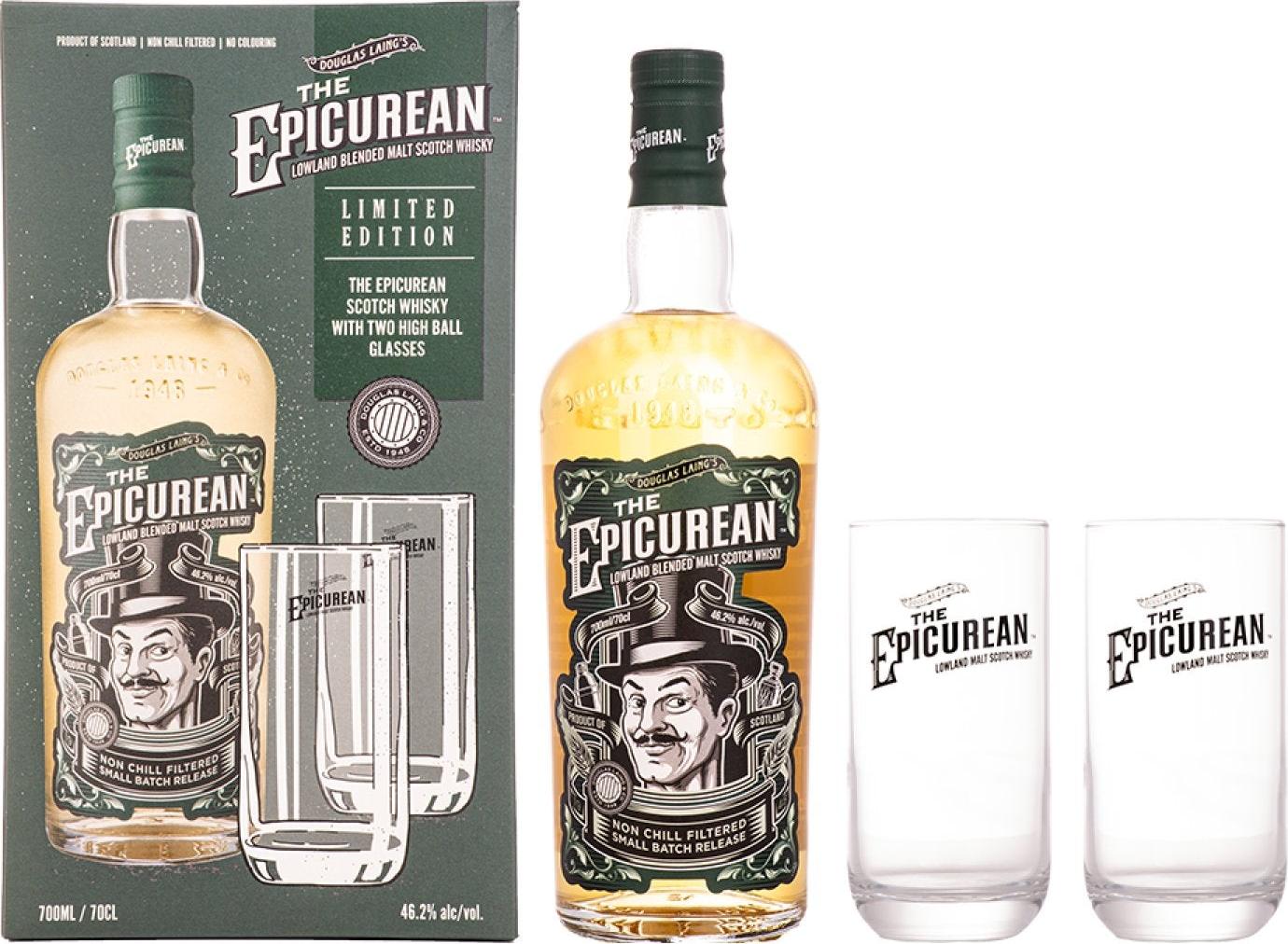 Douglas Laing THE EPICUREAN Lowland Blended Malt On-Pack 46,2% Vol. 0,7l in Giftbox with 2 glasses