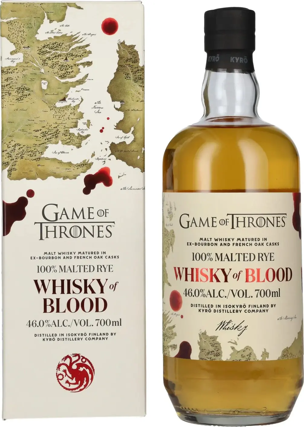 Kyrö GAME OF THRONES Whisky of BLOOD 100% Malted Rye 46% Vol. 0,7l in Giftbox