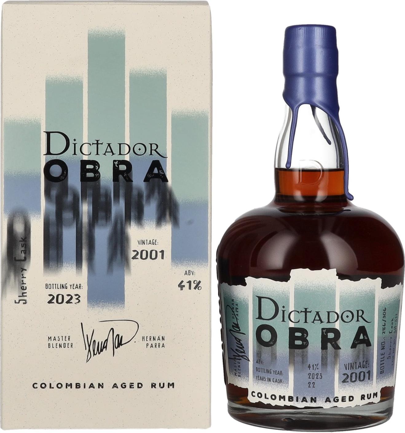 Dictador OBRA VINTAGE 22 Years Old SHERRY CASK Rum 2001 41% Vol. 0,7l in Giftbox
