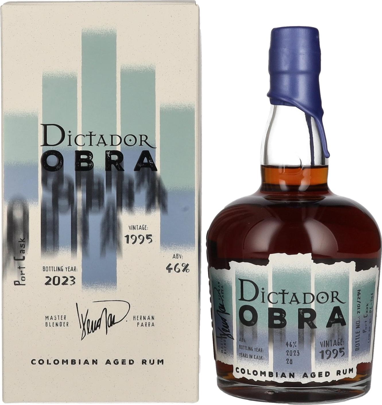 Dictador OBRA VINTAGE 28 Years Old PORT CASK Rum 1995 46% Vol. 0,7l in Giftbox