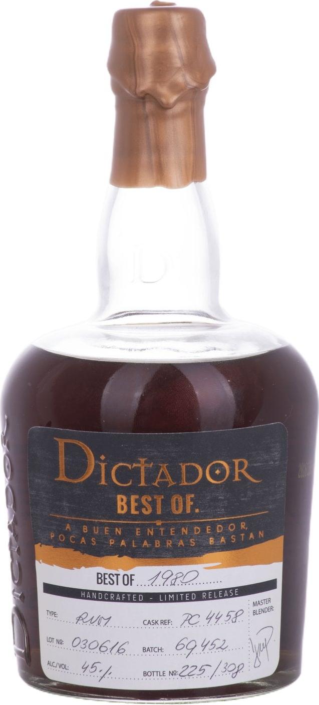 Dictador BEST OF 1980 Colombian Rum 030616/PC4458 Limited Release 45% Vol. 0,7l