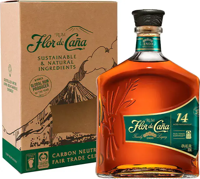 Flor de Caña 14 Years Old Rum 43% Vol. 0,7l in Giftbox
