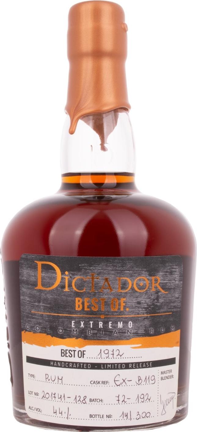 Dictador BEST OF 1972 EXTREMO Colombian Rum Limited Release 44% Vol. 0,7l