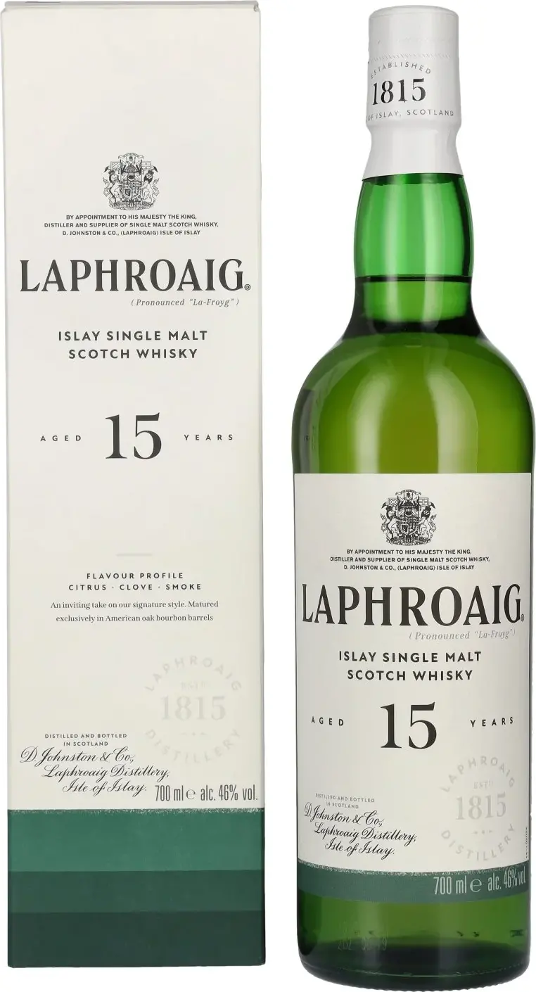Laphroaig 15 Years Old Islay Single Malt Scotch Whisky 46% Vol. 0,7l in Giftbox