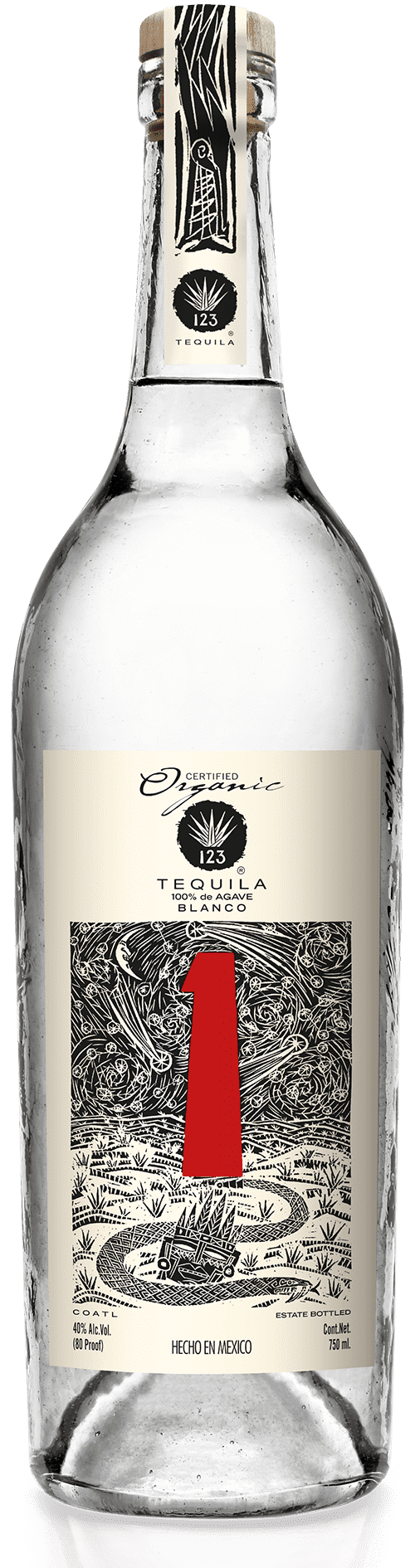 Tequila 123 UNO Blanco 100% de Agave Organic 40% Vol. 0,7l