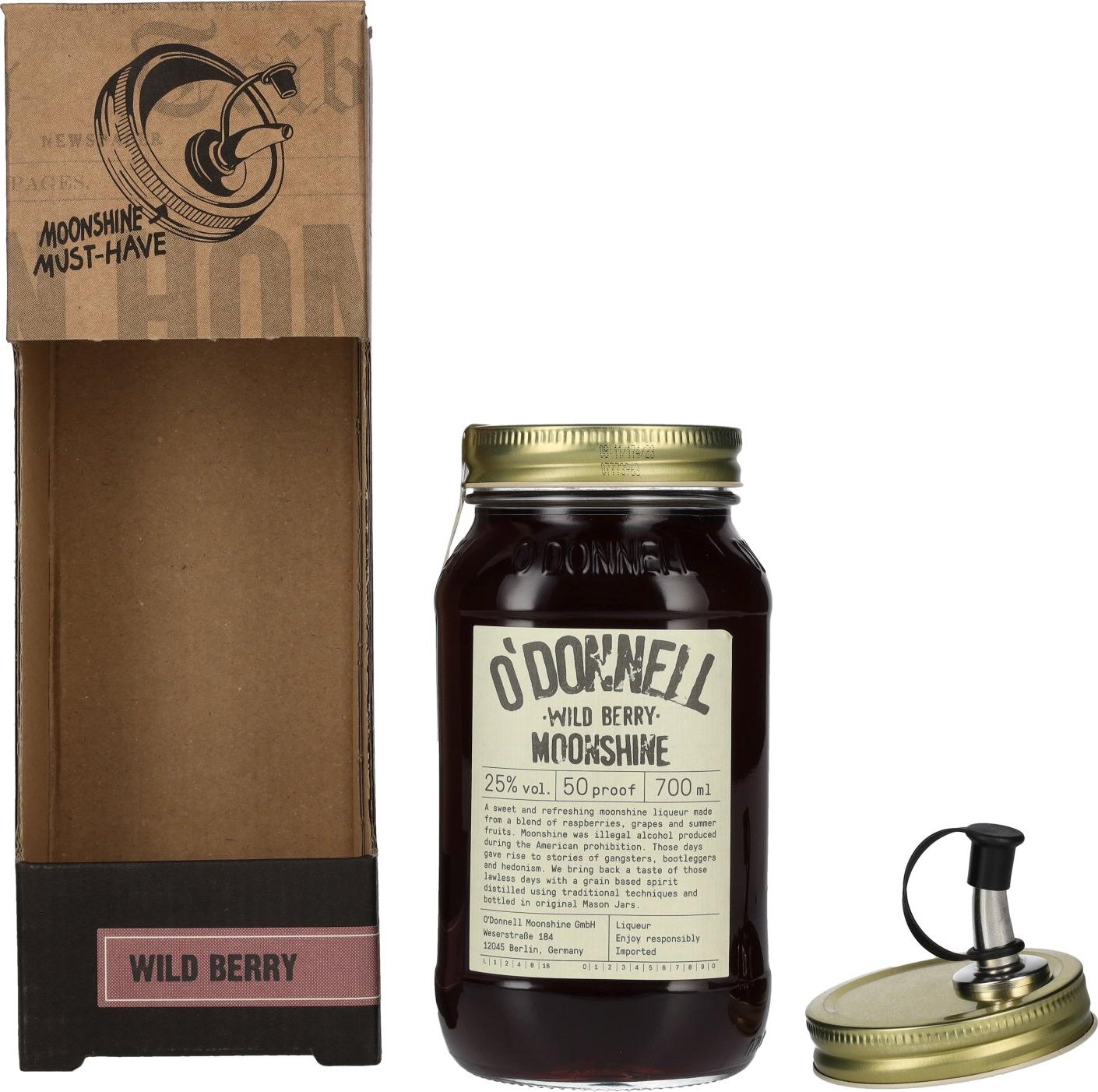 O'Donnell WILD BERRY Moonshine 25% Vol. 0,7l with pourer