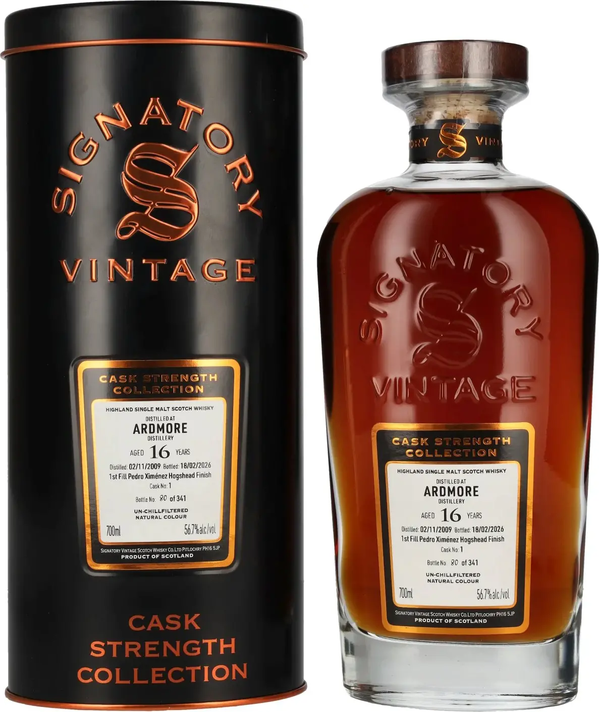 Signatory Vintage ARDMORE 16 Years Old Cask Strength Collection 2009 56,7% Vol. 0,7l in Tinbox