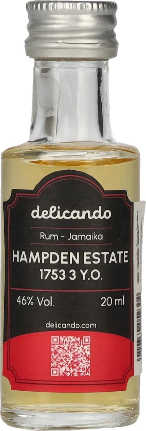 Hampden Estate 1753 3 Years Old Pure Single Jamaican Rum 46% Vol. 0,02l