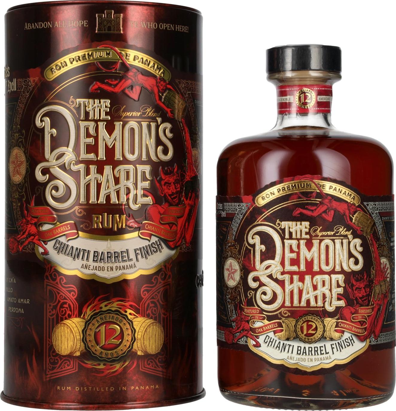 The Demon's Share Superior Blend Rum 12 Years Old Chianti Barrel Finish 41% Vol. 0,7l in Tinbox