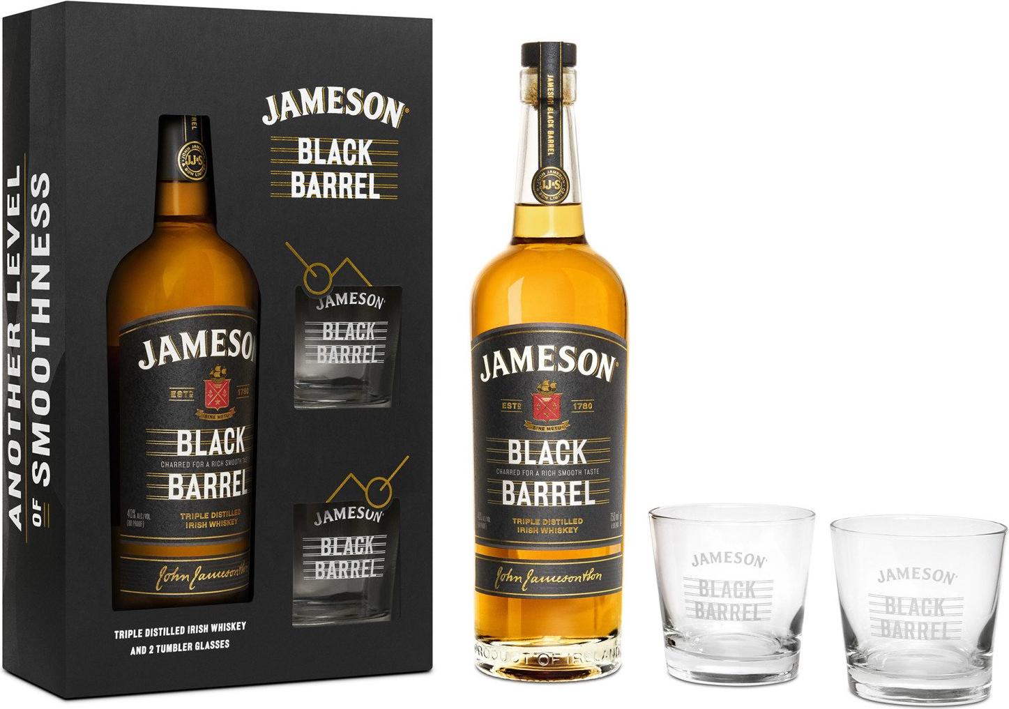 Jameson BLACK BARREL Triple Distilled Irish Whiskey 40% Vol. 0,7l in Giftbox with 2 glasses