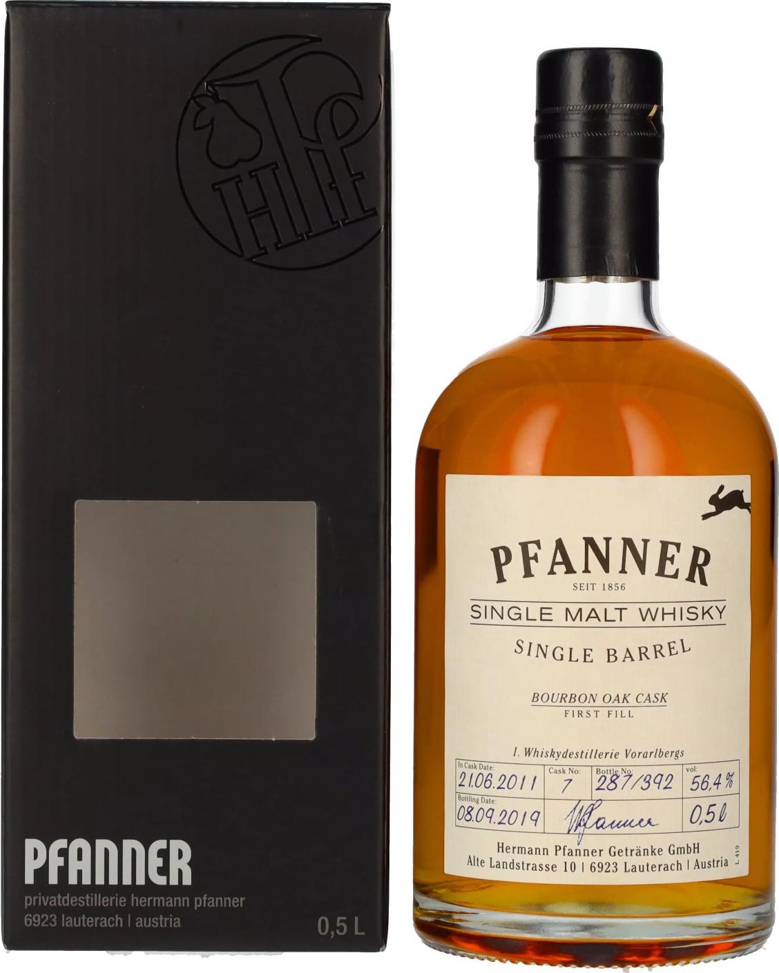 Pfanner Bourbon Oak Cask Single Malt Whisky 56,4% Vol. 0,5l in Giftbox