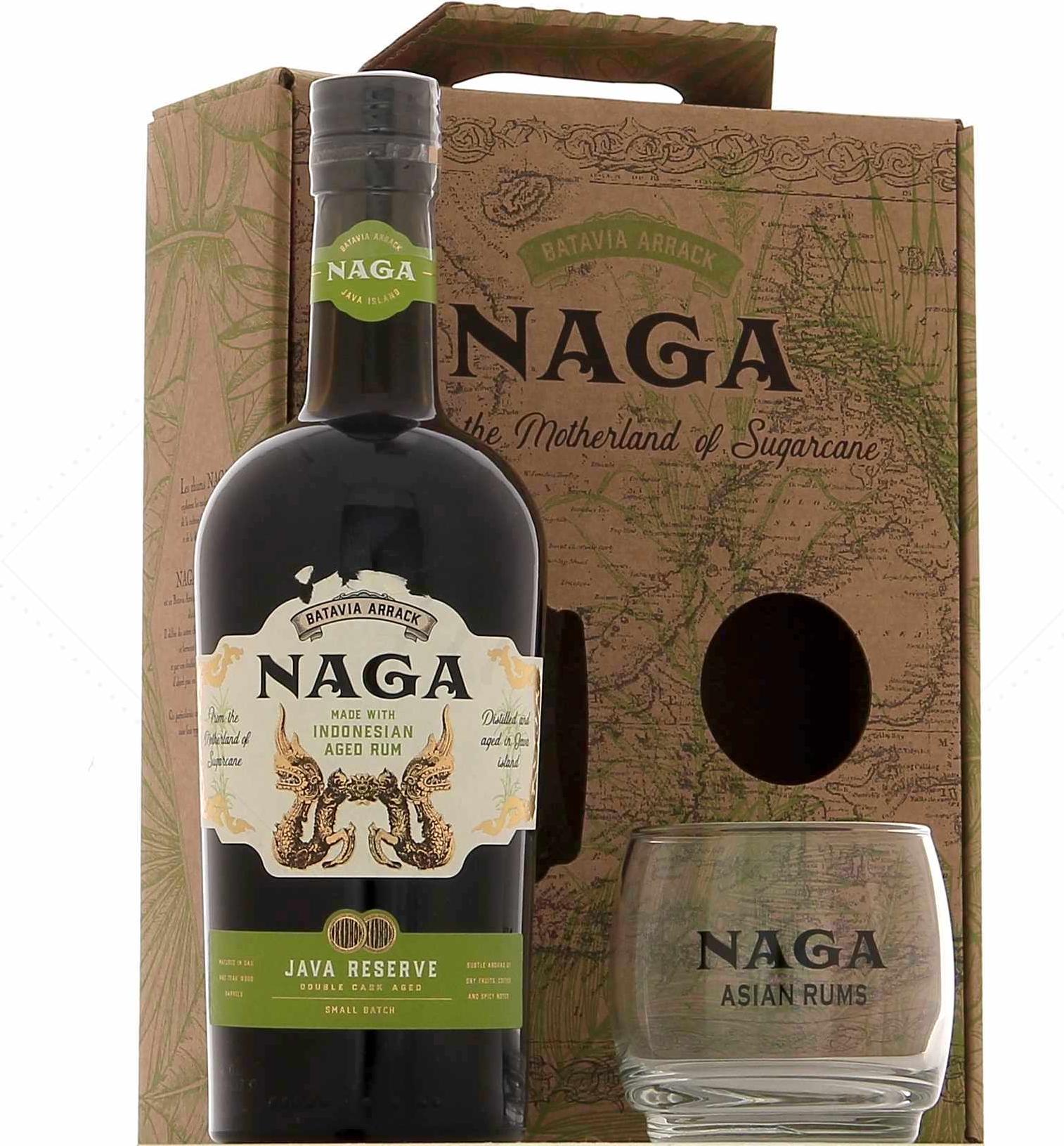 Naga JAVA RESERVE Double Cask Aged 40% Vol. 0,7l in Giftbox with glass