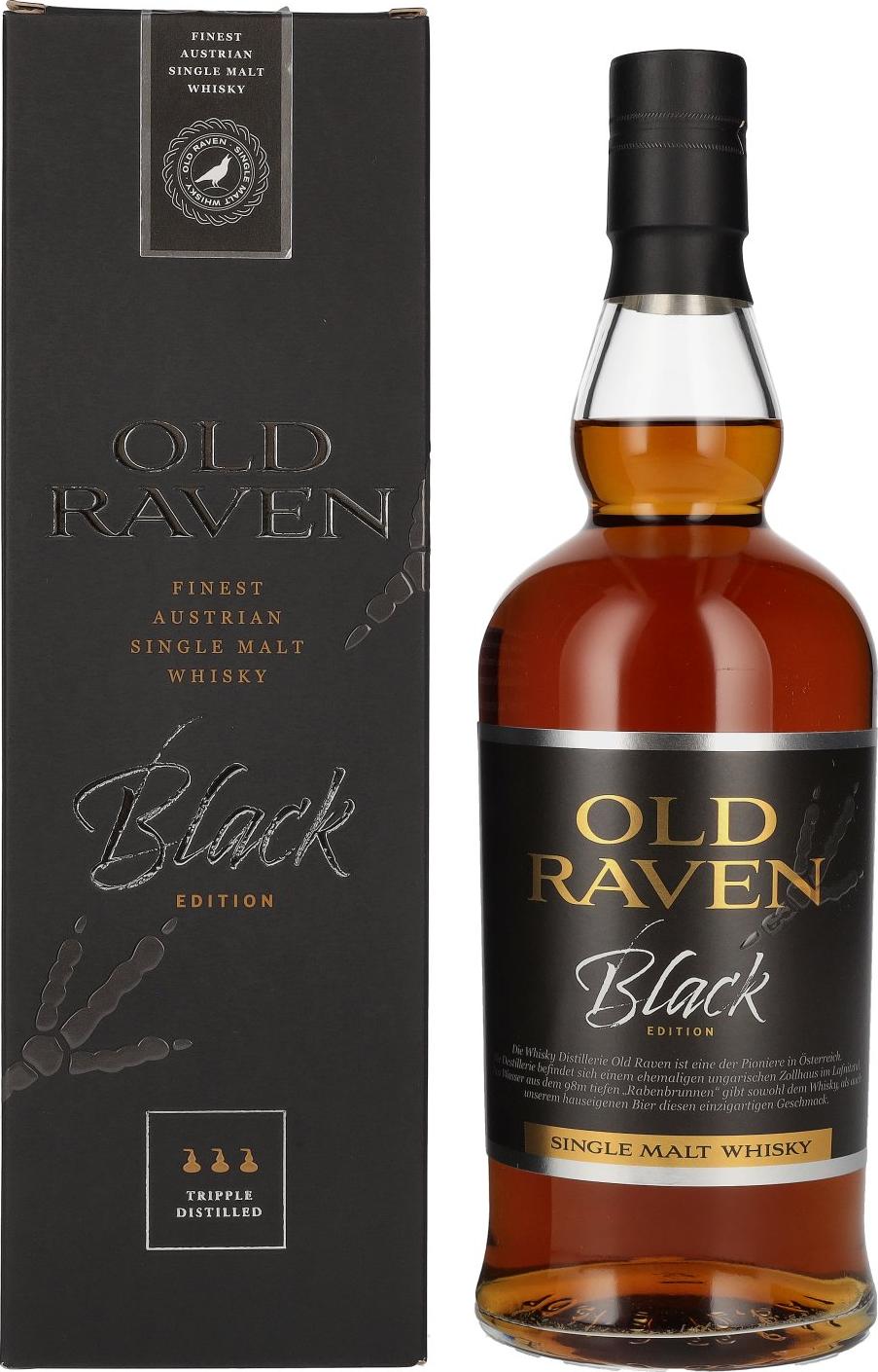 Old Raven Triple Distilled Single Malt Whisky Black Edition Fasstärke Batch 1 55,2% Vol. 0,7l in Giftbox
