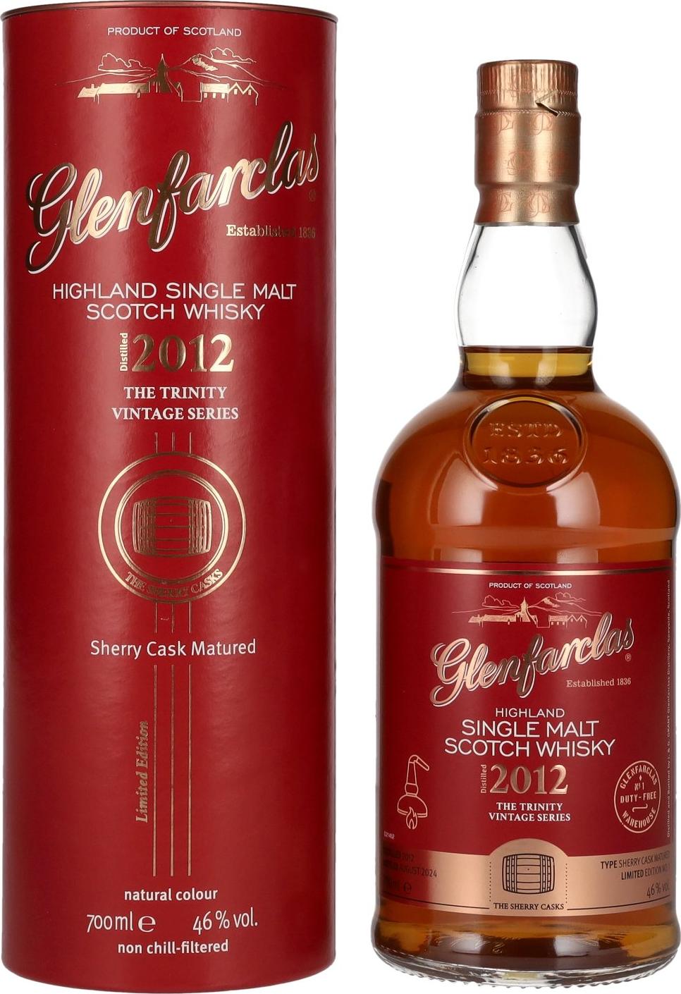 Glenfarclas THE TRINITY VINTAGE SERIES Sherry Cask Highland Single Malt 2012 46% Vol. 0,7l in Giftbox