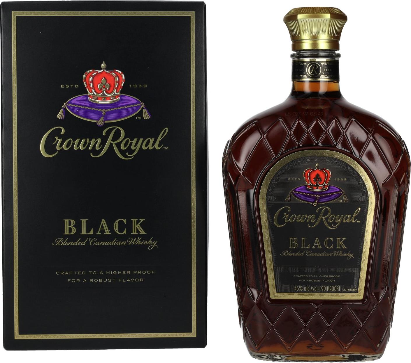 Crown Royal BLACK Blended Canadian Whisky 45% Vol. 1l in Giftbox