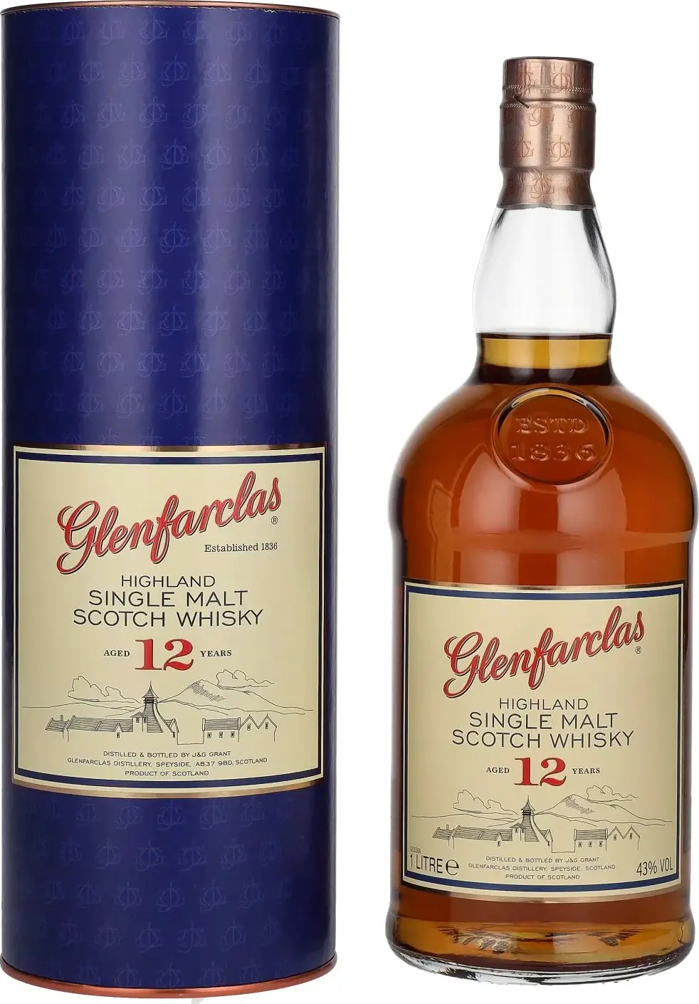 Glenfarclas 12 Years Old Highland Single Malt Scotch Whisky 43% Vol. 1l in Giftbox