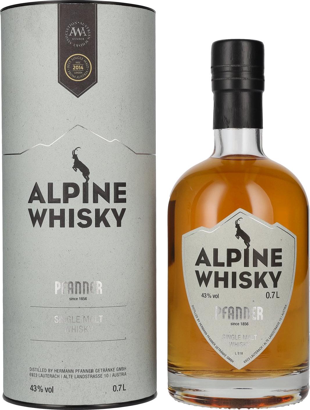 Pfanner Alpine Single Malt Whisky 43% Vol. 0,7l in Giftbox