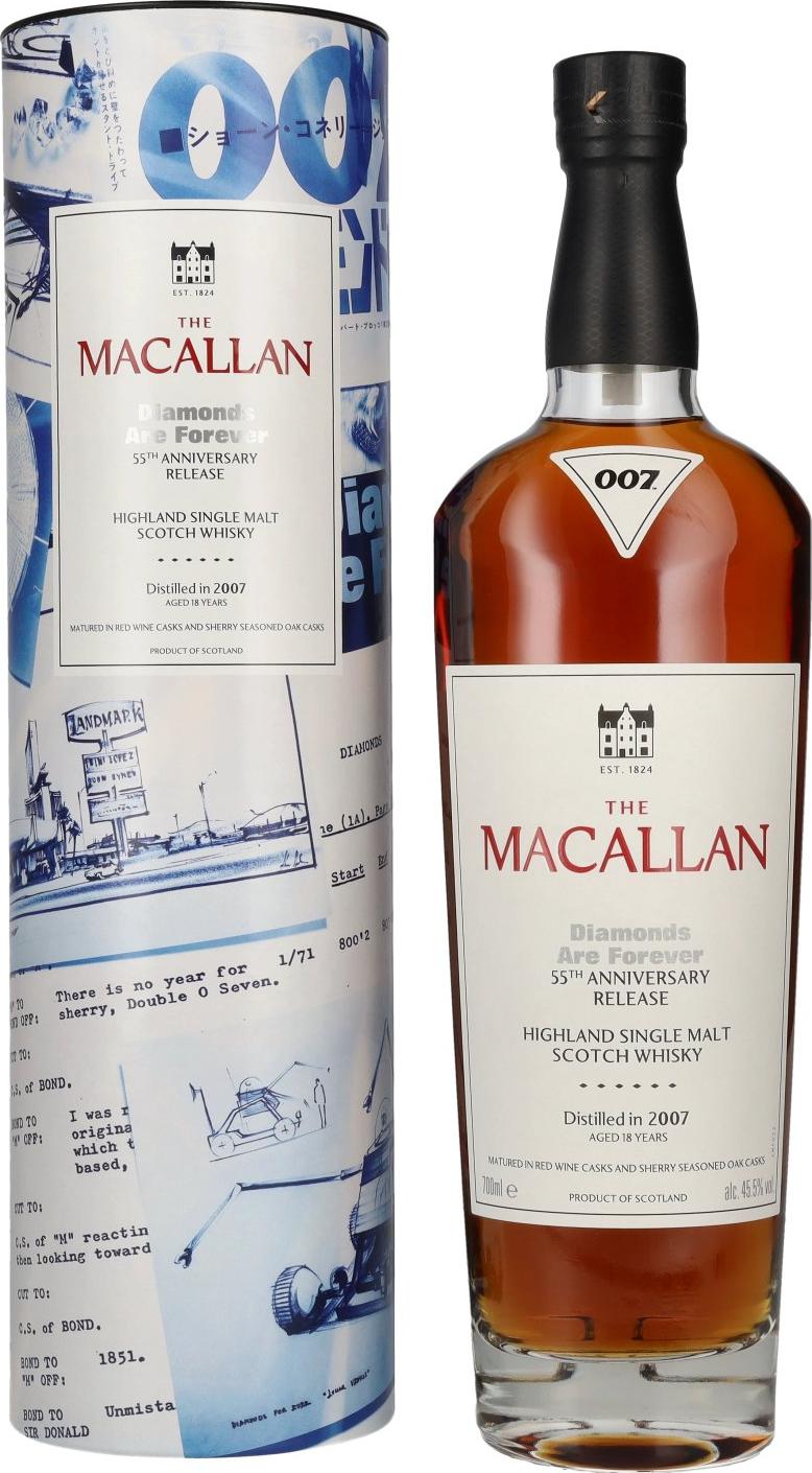 The Macallan 18 Years Old DIAMONDS ARE FOREVER 55th Anniversary Release Single Malt 2007 45,5% Vol. 0,7l in Giftbox