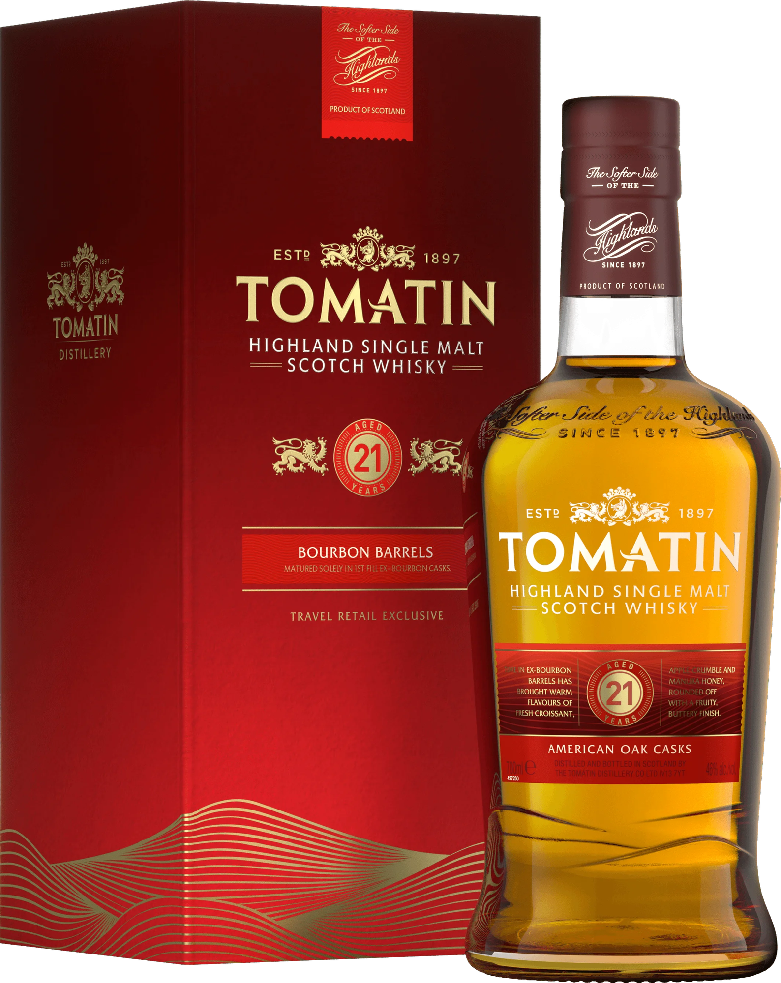 Tomatin 21 Years Old Bourbon Casks Travel Retail Exclusive 46% Vol. 0,7l in Giftbox