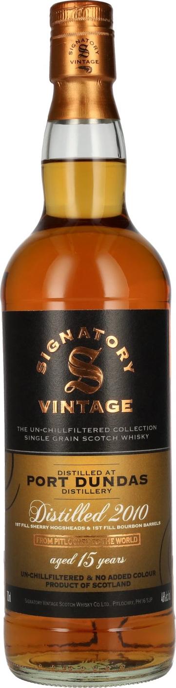 Signatory Vintage PORT DUNDAS 15 Years Old The Un-Chillfiltered 2010 46% Vol. 0,7l