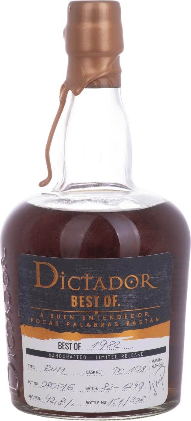 Dictador BEST OF 1982 Colombian Rum 080516/PC108 Limited Release 42,8% Vol. 0,7l