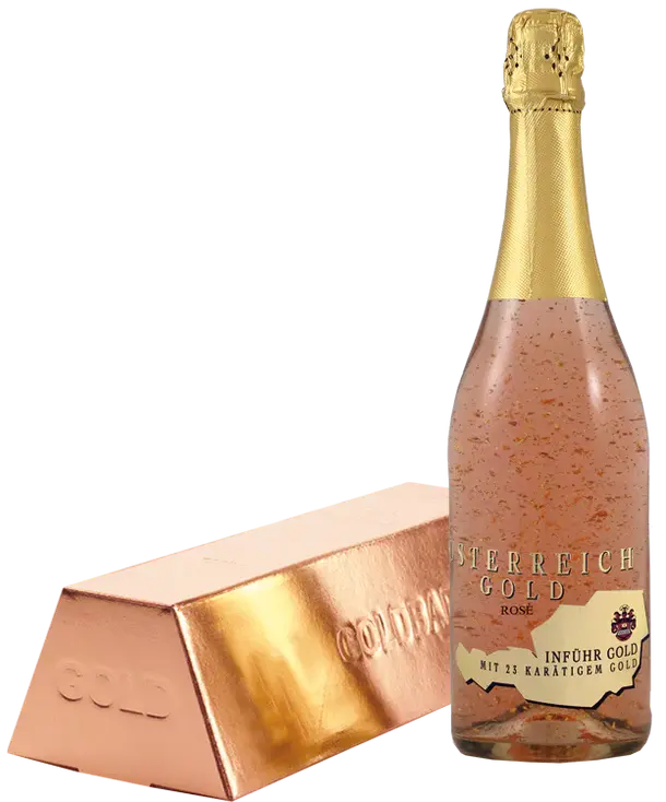 Österreich Gold Rosé with 23 Karat Blattgold 9,5% Vol. 0,75l in Giftbox