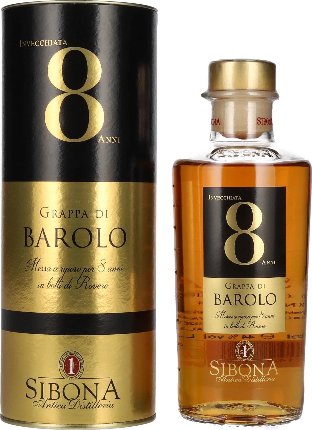 Sibona 8 Anni Invecchiata Grappa di BAROLO 44% Vol. 0,5l in Giftbox