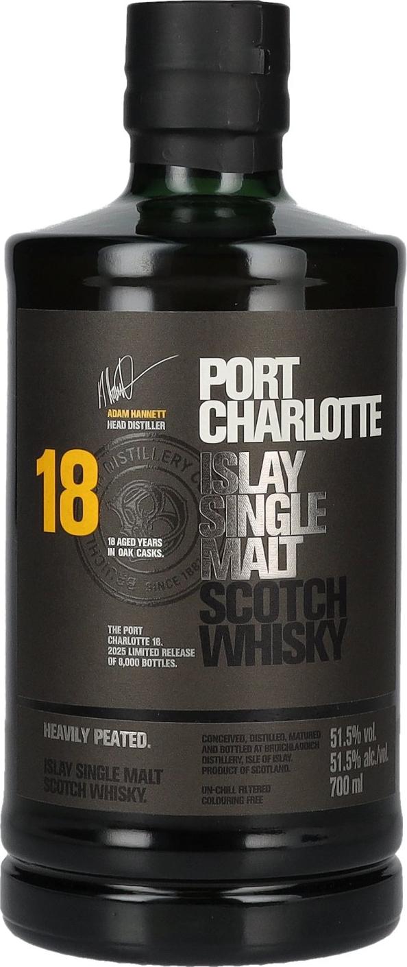 PORT CHARLOTTE 18 Years Old Heavily Peated Islay Single Malt 2025 51,5% Vol. 0,7l