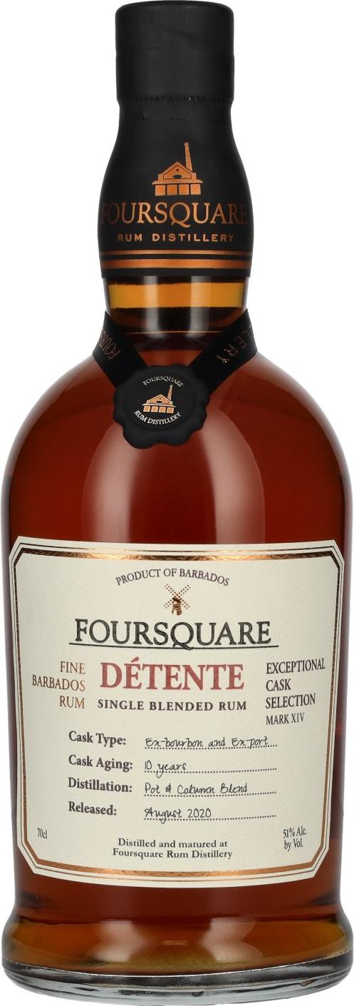 Foursquare 10 Years Old DÉTENTE Single Blended Rum 51% Vol. 0,7l