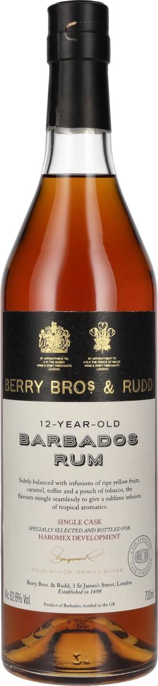 Berry Bros. & Rudd 12 Years Old BARBADOS Single Cask Rum 62,6% Vol. 0,7l