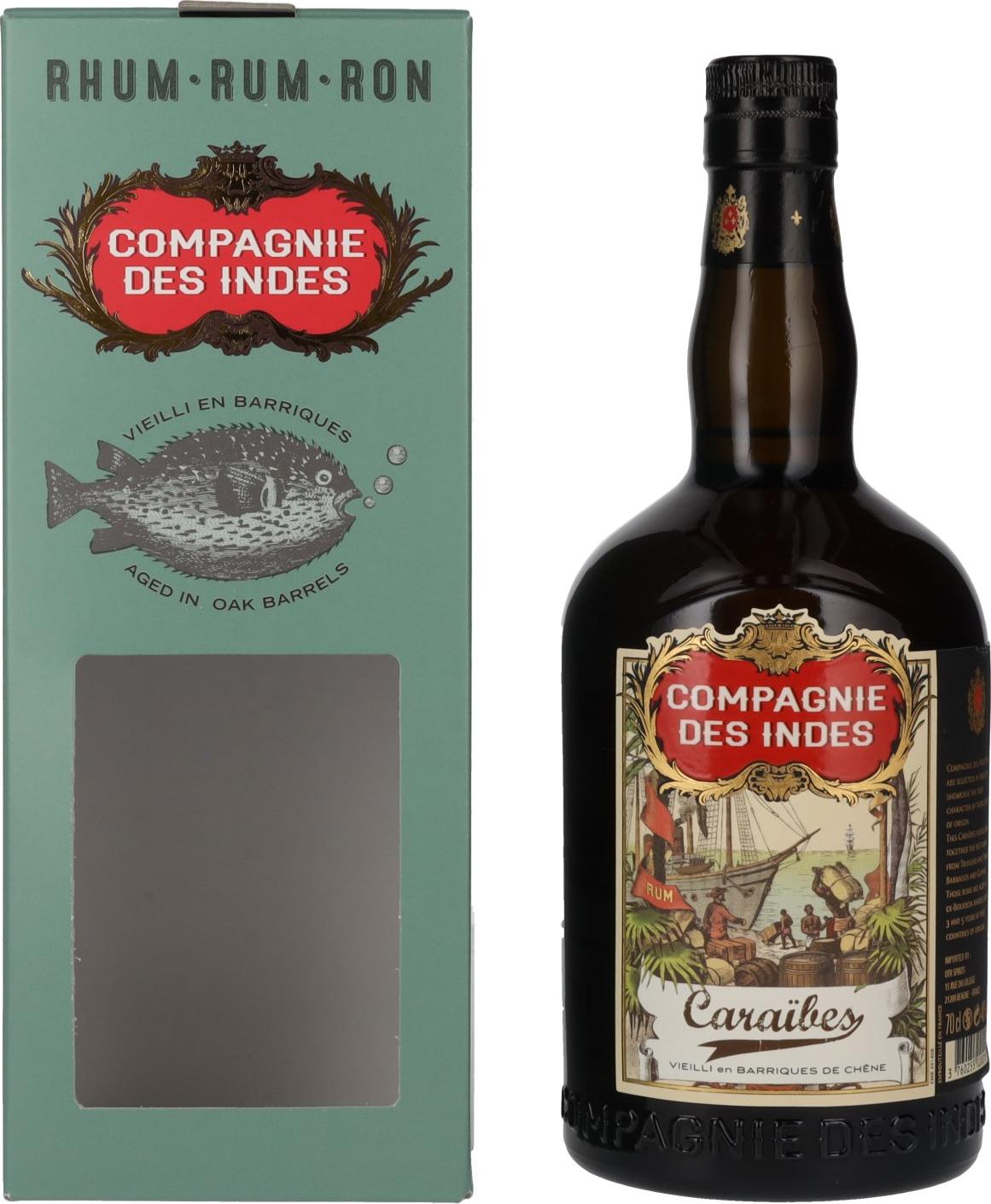 Compagnie des Indes Caraibes Rum 40% Vol. 0,7l in Giftbox