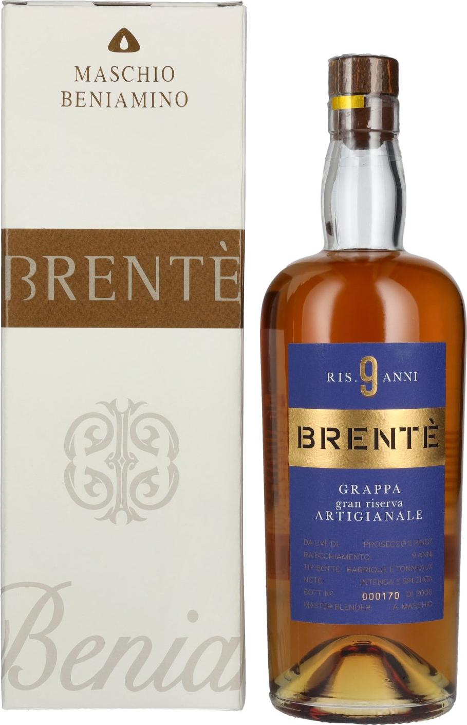 Beniamino Maschio BRENTÈ Grappa GRAN RISERVA CUVÉE 9 ANNI 42% Vol. 0,7l