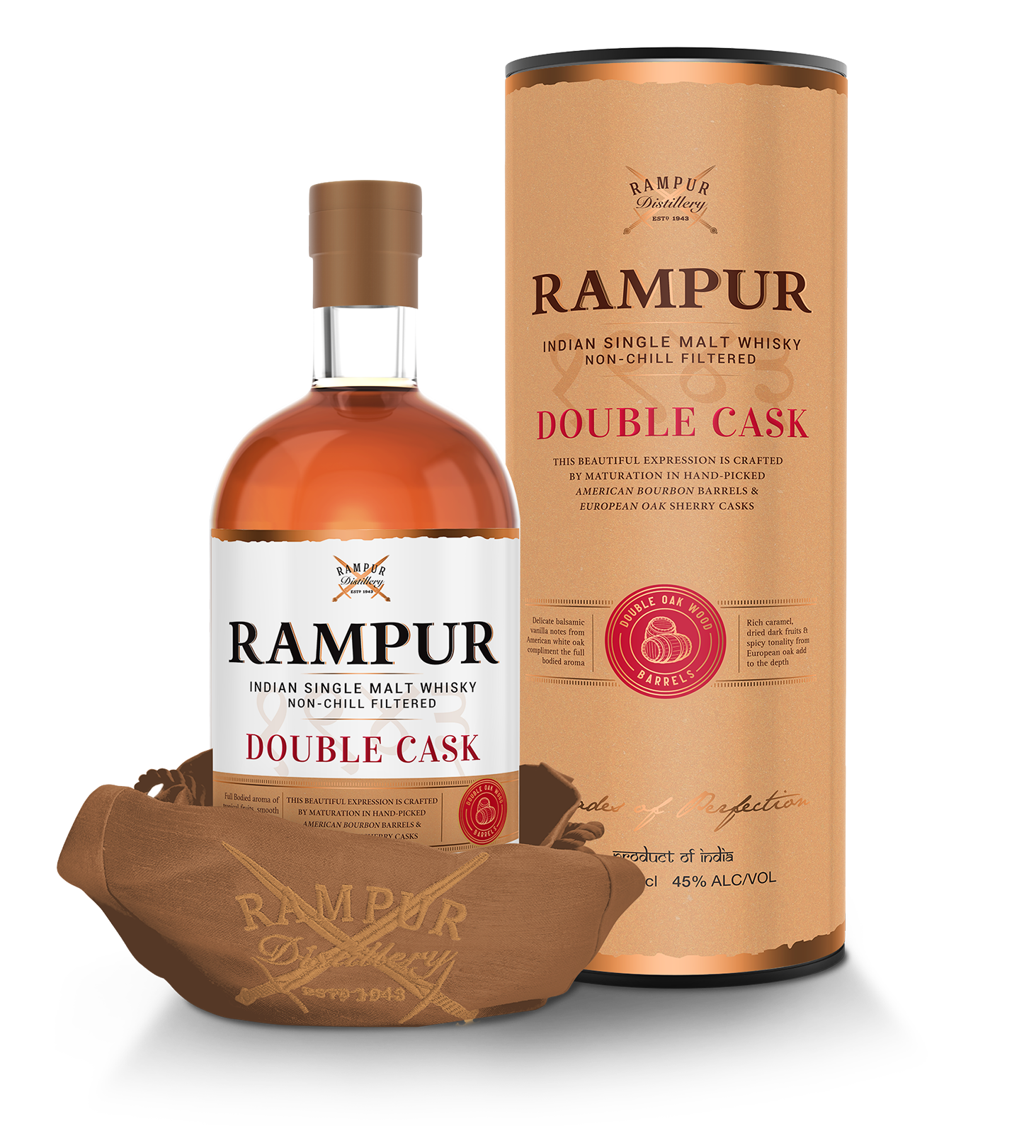 Rampur distillery Rampur DOUBLE CASK Indian Single Malt Whisky 45% Vol. 0,7l