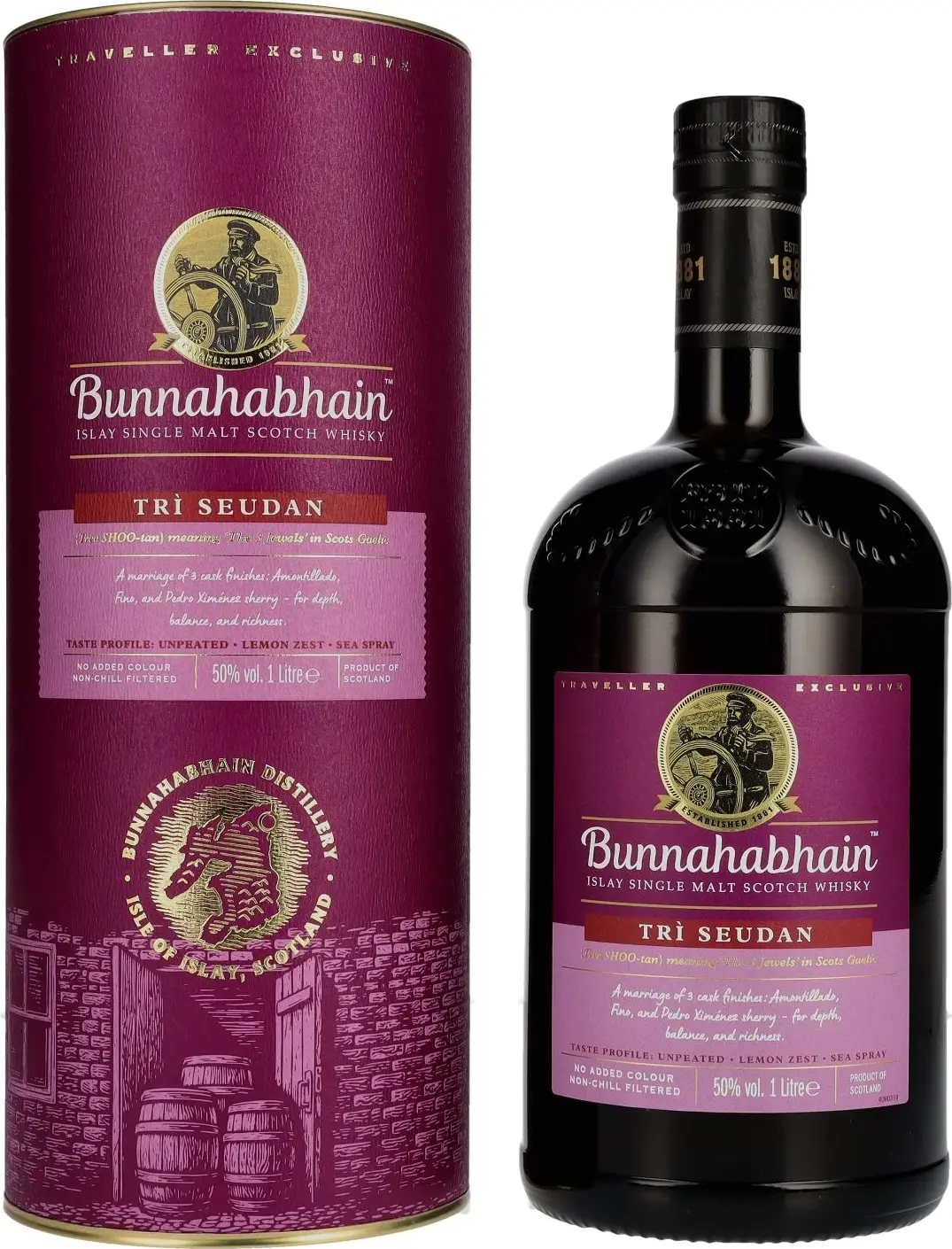 Bunnahabhain TRÌ SEUDAN Islay Single Malt Scotch Whisky 50% Vol. 1l in Giftbox