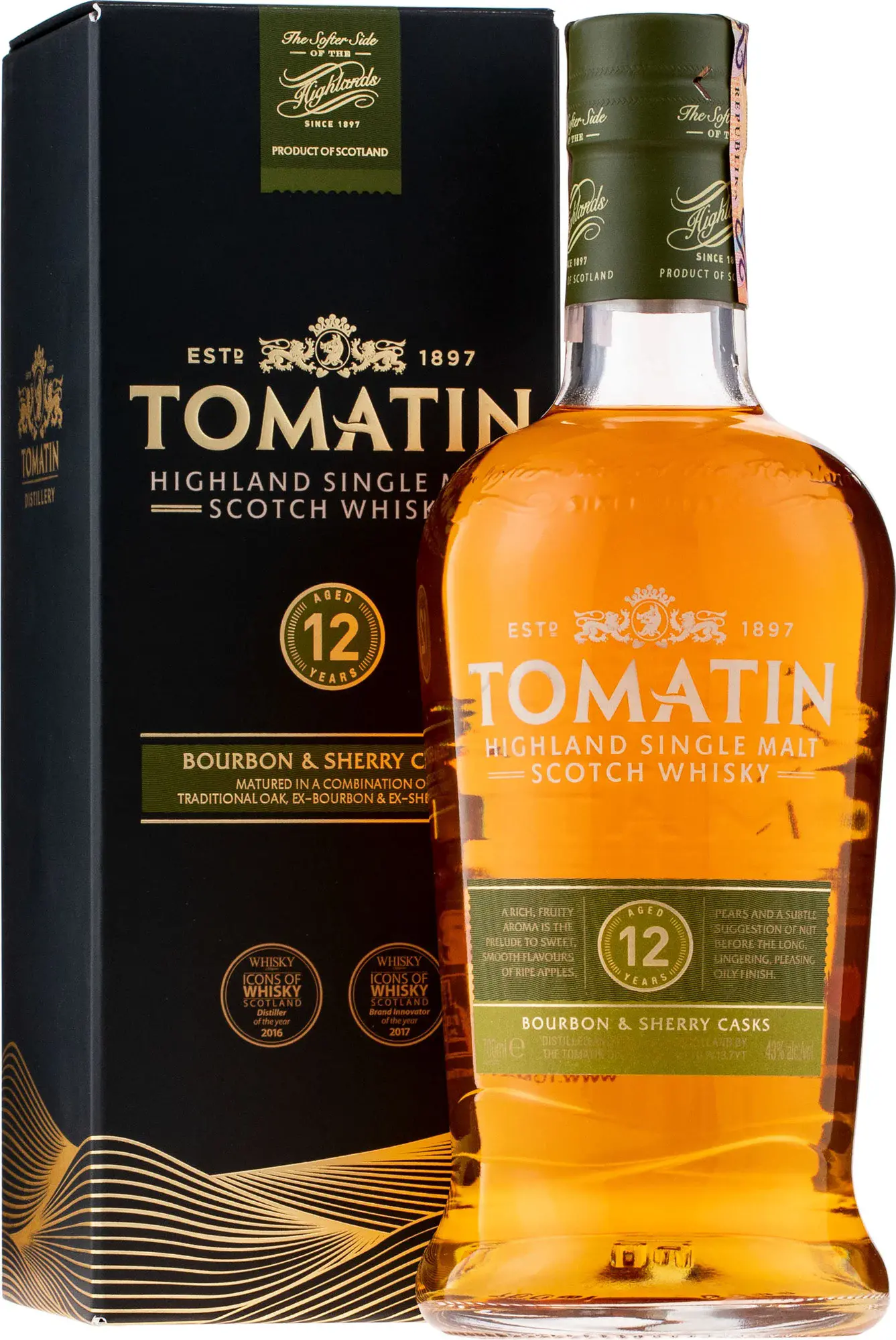 Tomatin 12 Years Old Bourbon & Sherry Casks 43% Vol. 0,7l in Giftbox