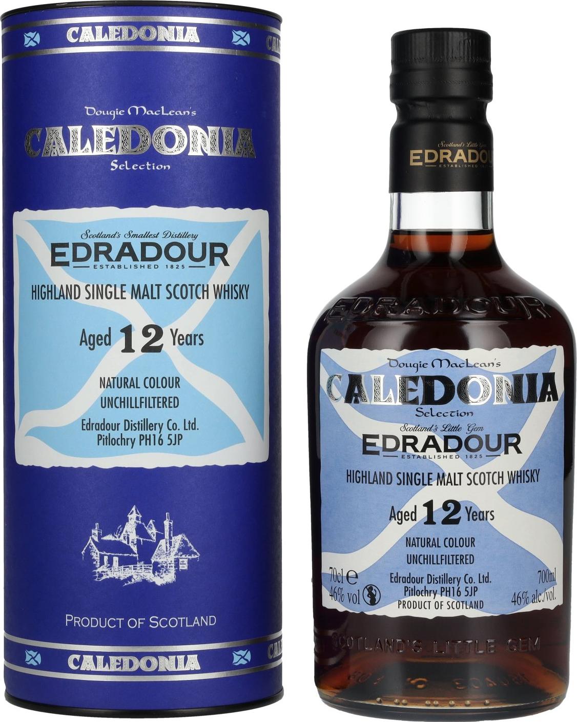 Edradour CALEDONIA 12 Years Old Highland Single Malt Scotch Whisky 46% Vol. 0,7l in Giftbox