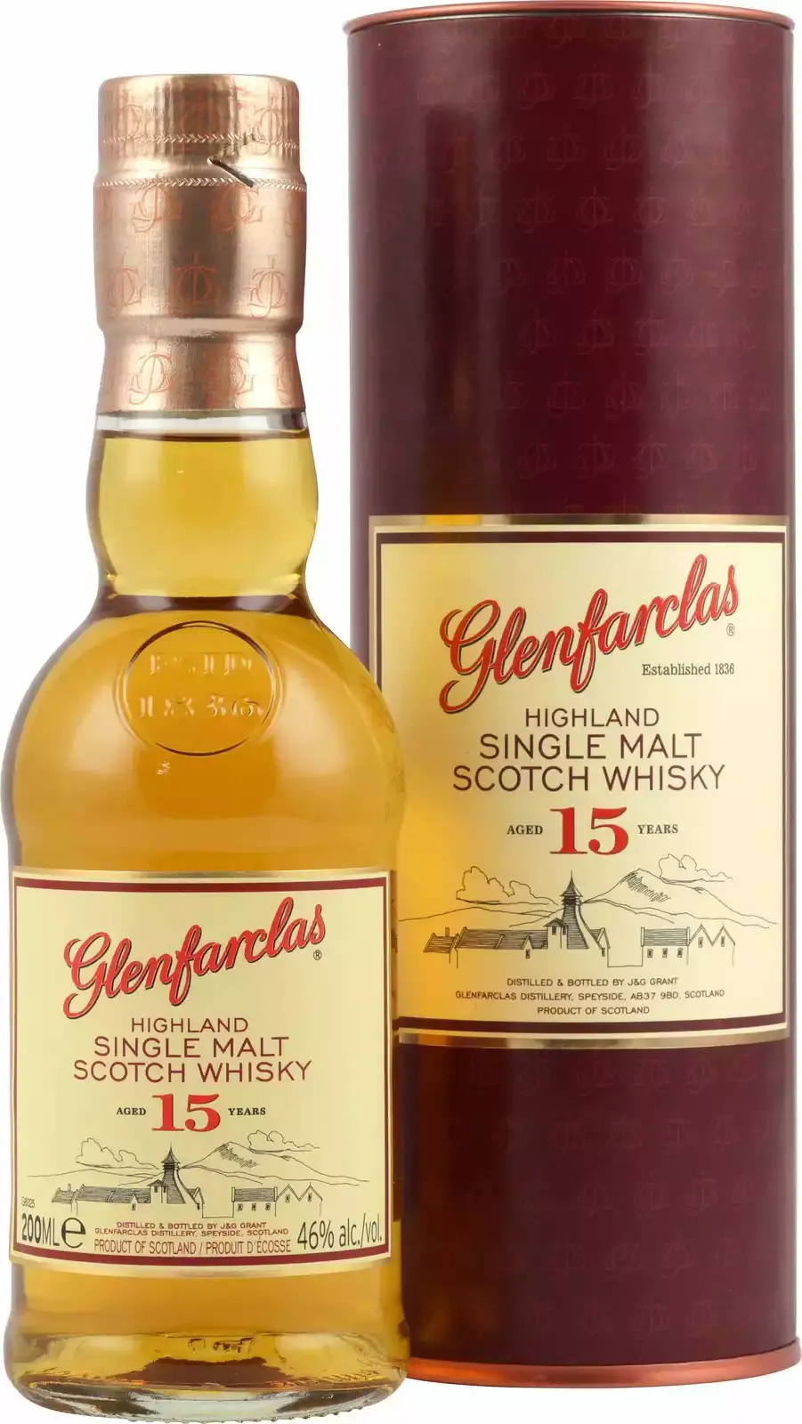 Glenfarclas 15 Years Old Highland Single Malt Scotch Whisky 46% Vol. 0,2l in Giftbox