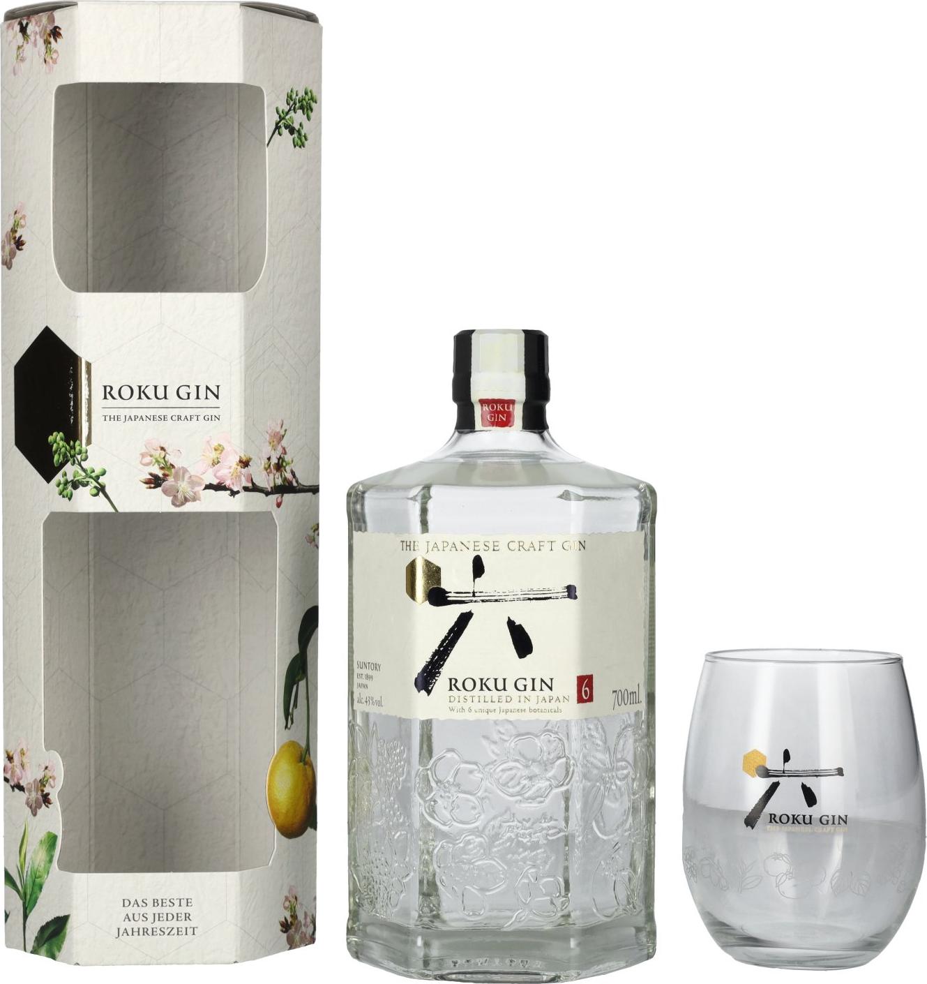 Roku Gin The Japanese Craft Gin 43% Vol. 0,7l in Giftbox with glass