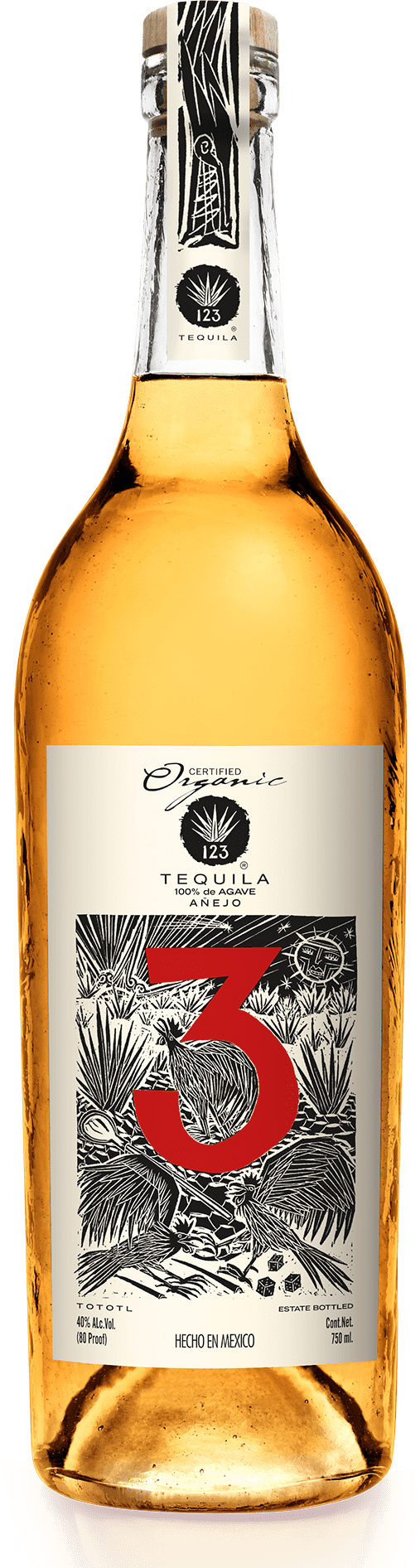 Tequila 123 TRES Añejo 100% de Agave Organic 40% Vol. 0,7l