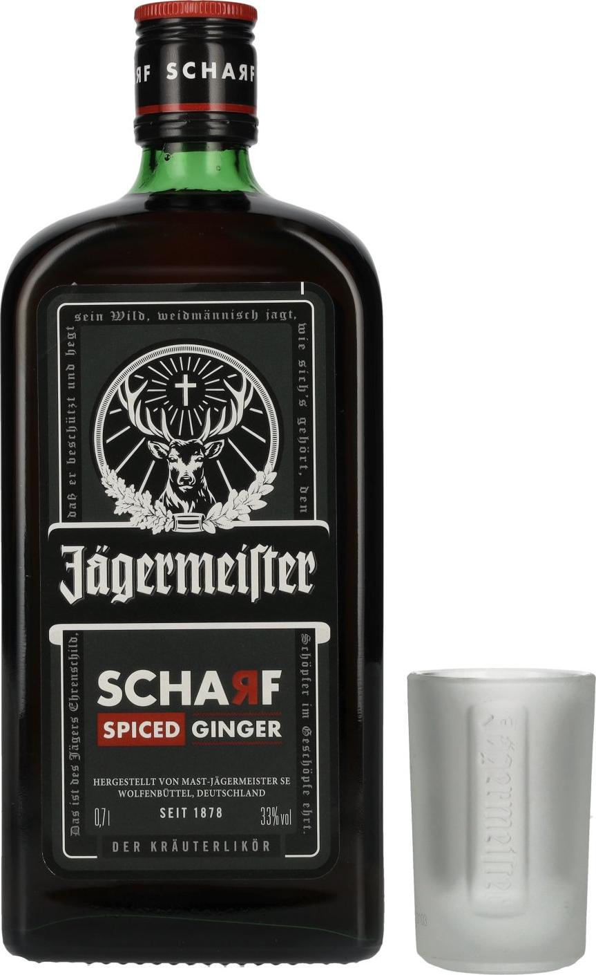 Jägermeister SCHARF SPICED Ginger 33% Vol. 0,7l with Shotglas