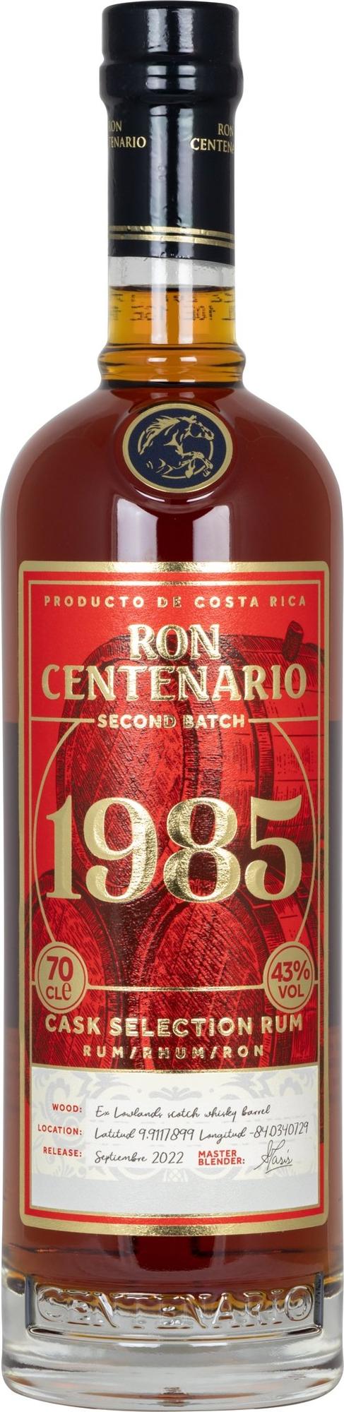Ron Centenario 1985 Cask Selection Rum Second Batch 43% Vol. 0,7l