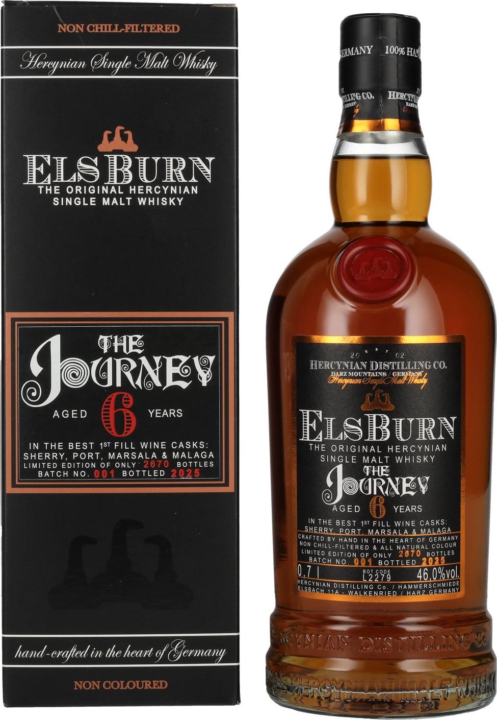 Elsburn 6 Years Old THE JOURNEY Single Malt Batch No. 001 2025 46% Vol. 0,7l in Giftbox