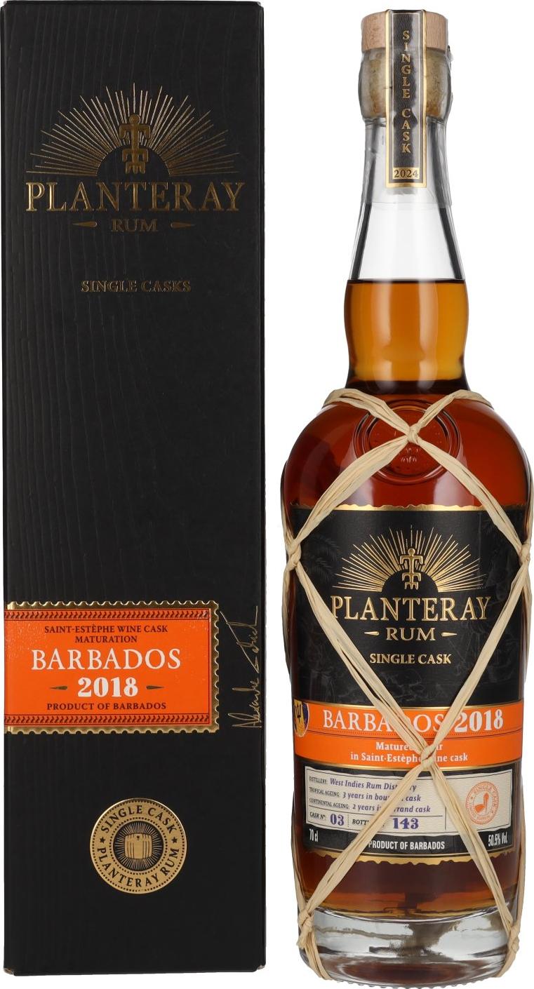 Plantation / Planteray BARBADOS 2018 Saint Estèphe Cask Finish 50,5% Vol. 0,7l in Giftbox