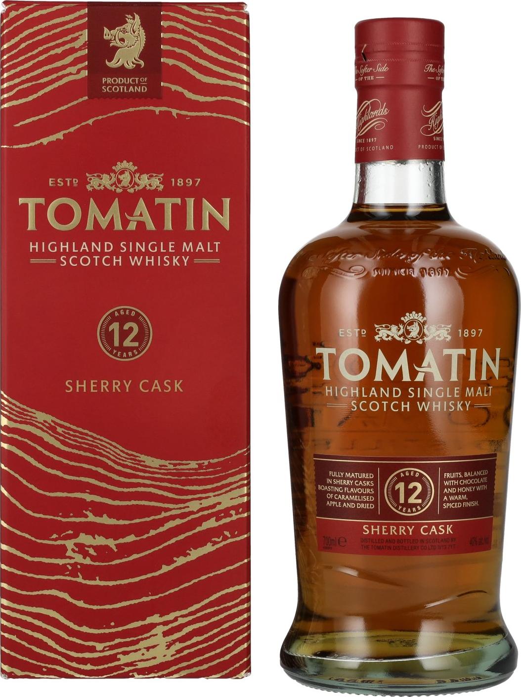 Tomatin 12 Years Old SHERRY CASK 40% Vol. 0,7l in Giftbox